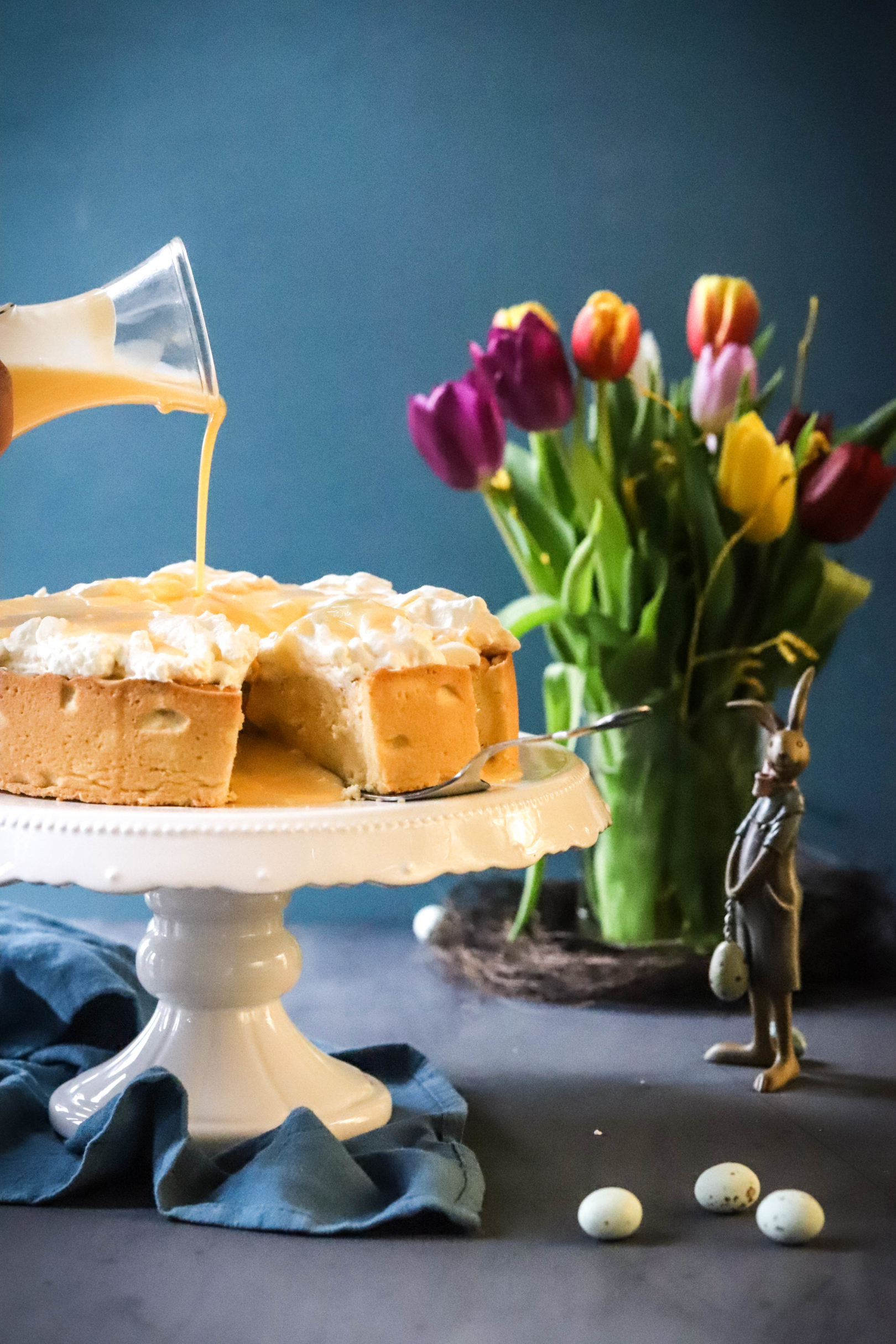 Käsekuchen mit Passionsfrüchten und Eierlikör