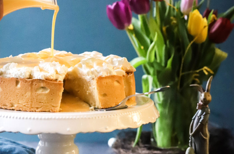 Käsekuchen mit Passionsfrucht und Eierlikör