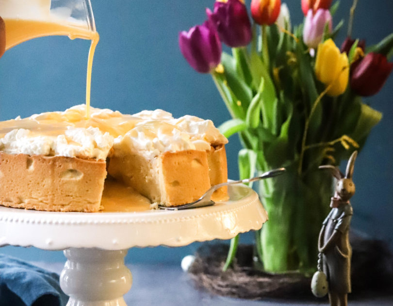 Käsekuchen mit Passionsfrucht und Eierlikör